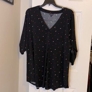 Torrid Harper Black Multicolored Feather Knit Blouse - 3X
